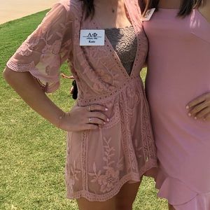 South Moon Under Pink Lace Romper